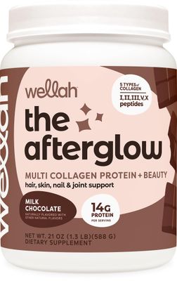 Wellah The Afterglow Multi Collagen Protein + Beauty (30 Servings, Chocolate) - Hair, Skin, Nail &amp; Joint Support - Non-GMO &amp; Gluten Free