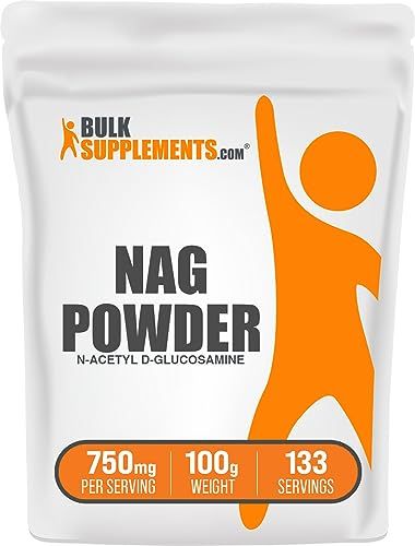 BulkSupplements.com N-Acetyl Glucosamine Powder - NAG Powder, Glucosamine 750mg, Glucosamine Supplement - Glucosamine Powder, Gluten Free, 750mg of per Serving, 100g (3.5 oz) (Pack of 1)