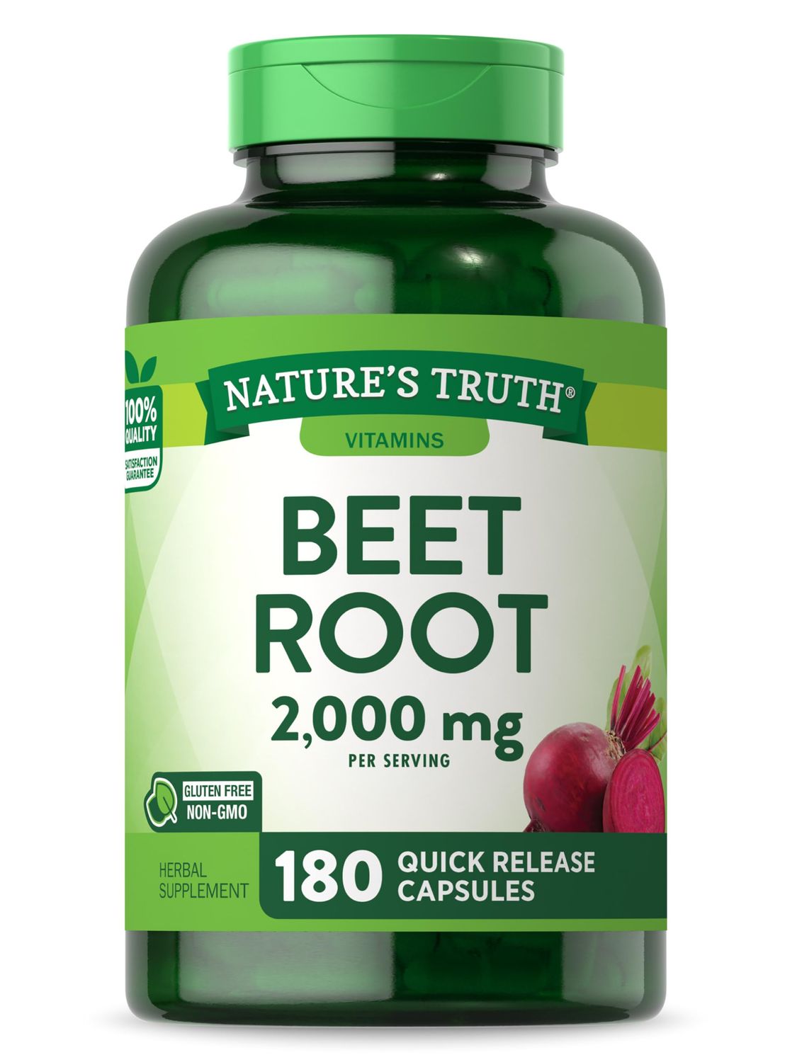 Nature&#39;s Truth Beet Root Capsules | 2,000mg | 180 Count | Non-GMO and Gluten Free Supplement