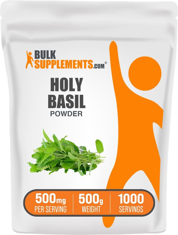 BulkSupplements.com Holy Basil Powder - Holy Basil Supplement, Holy Basil Leaf Powder - Tulsi Holy Basil, Herbal &amp; Gluten Free, 500mg per Serving, 500g (1.1 lbs) (Pack of 1)