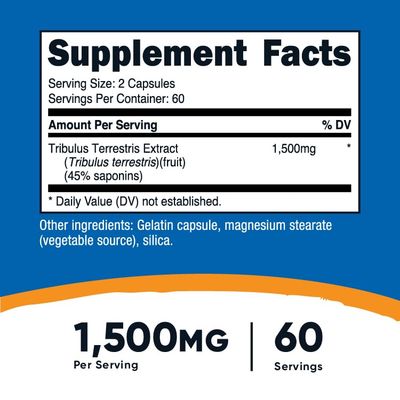 Nutricost Tribulus Terrestris Extract 1500mg, 120 Capsules - 60 Servings (750mg Per Cap), Non GMO &amp; Gluten Free