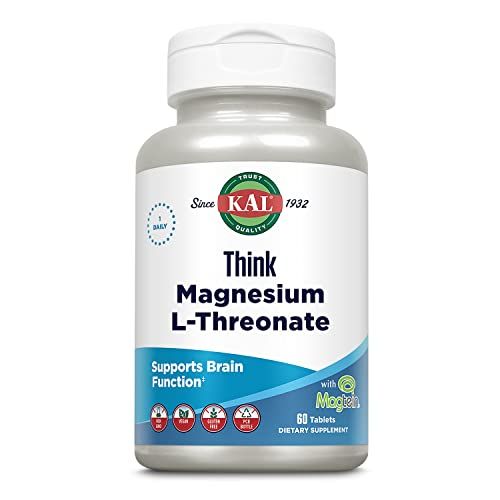 KAL Think Magnesium L-Threonate 2000 mg | Learning, Brain Health &amp; Memory Function Support w/Magtein | Vegan, No Gluten &amp; Non-GMO | 60 Tablets