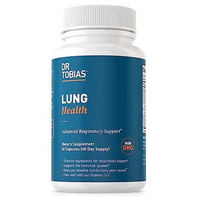 Dr. Tobias Lung Health, Lung Support Supplement with Vitamin C, Butterbur, Quercetin &amp; Bromelain, Lung Cleanse &amp; Detox Formula for Bronchial &amp; Respiratory System, Non-GMO, 60 Capsules, 60 Servings