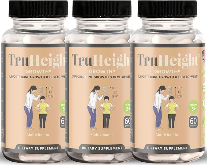 TruHeight Growth Capsules - Natural Growth &amp; Development Supplement for Kids &amp; Teens - Endorsed by Pediatricians - Vitamin D, K, Calcium &amp; Ashwaganda - Bone Strength Capsules - Kids Vitamins - Ages 5+