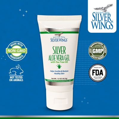 Natural Path Silver Wings 200ppm Silver with Aloe Vera Gel and Tea Tree Oil - Soothing Skin Care - 1.5 oz