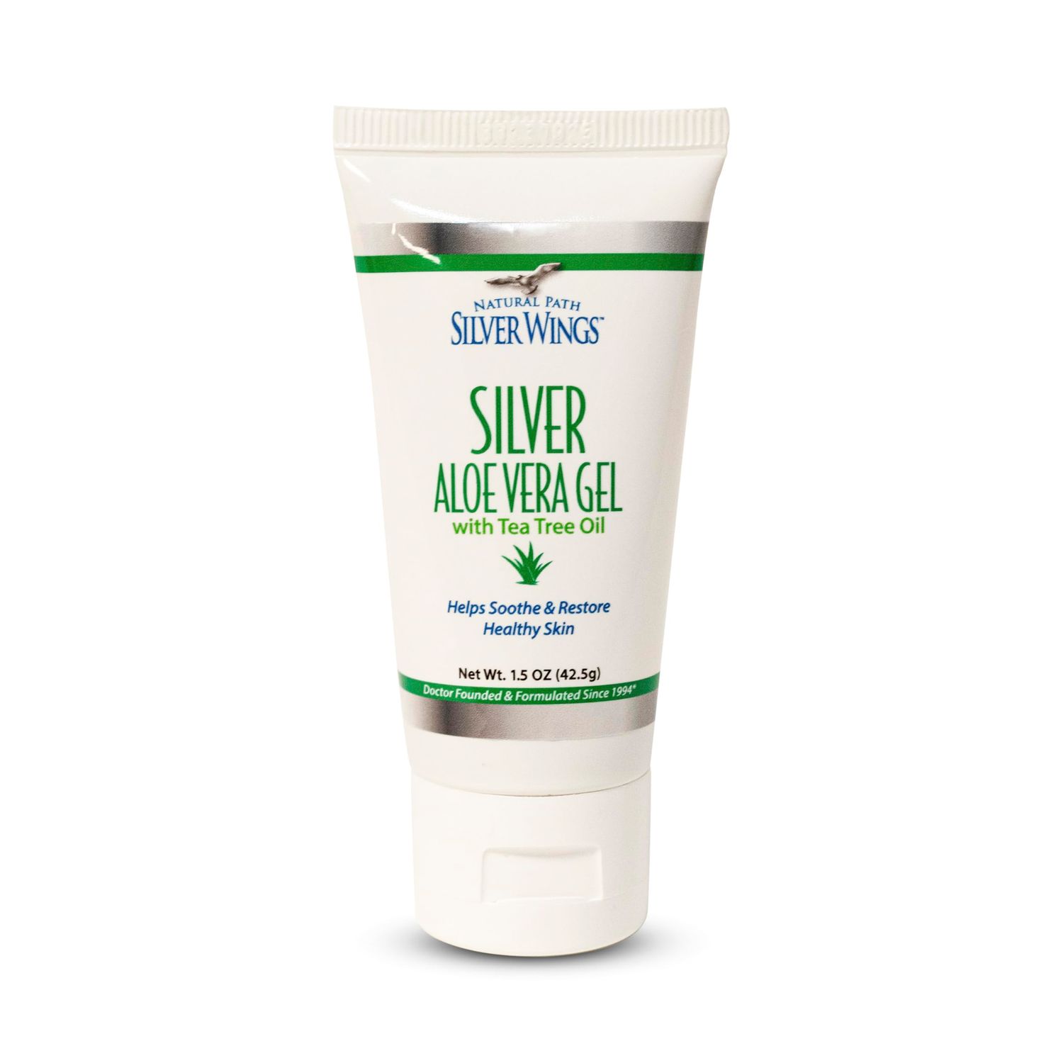 Natural Path Silver Wings 200ppm Silver with Aloe Vera Gel and Tea Tree Oil - Soothing Skin Care - 1.5 oz
