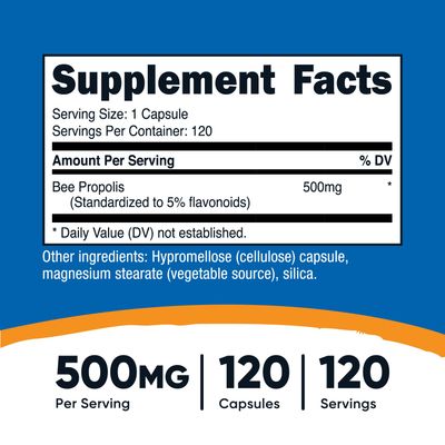 Nutricost Bee Propolis Supplement w/ 5% Flavonoids (500mg / 120 Capsules)