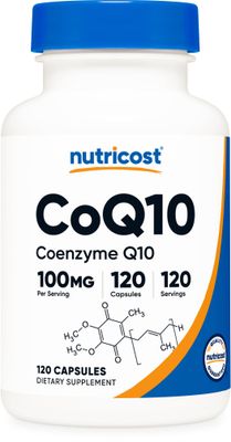 Nutricost CoQ10 100mg, 120 Vegetarian Capsules, 120 Servings - High Absorption, Vegetarian, Non-GMO, Coenzyme Q10