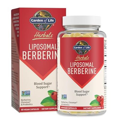 Garden of Life Liposomal Berberine and Chromium Picolinate for Already Healthy Blood Sugar, Glucose Metabolism and Cholesterol-Probiotics for Easy Digestion-Non GMO, Gluten Free, Kosher, 30 Servings