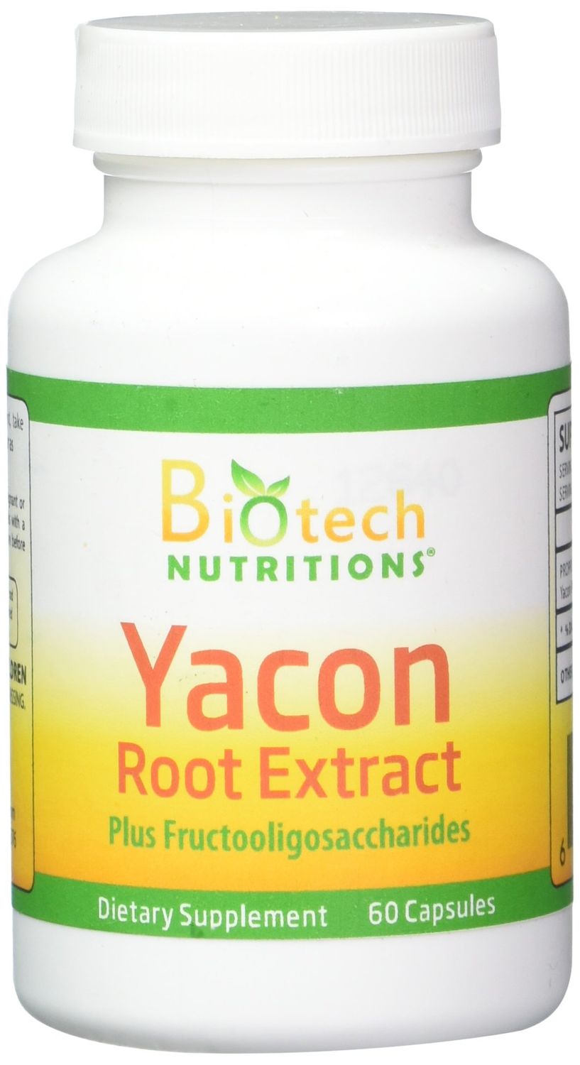 Biotech Nutritions Yacon Root Extract Serving Capsules Plus Fructooligosaccharides, 1200 mg, 60 Count