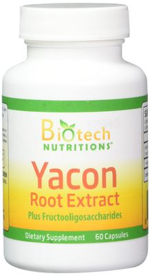 Biotech Nutritions Yacon Root Extract Serving Capsules Plus Fructooligosaccharides, 1200 mg, 60 Count