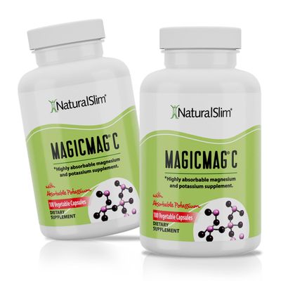 NaturalSlim MagicMag C Magnesium Citrate Capsules - Magnesium Supplement with Natural Potassium | Rest Support, Heart Health, and Muscle Cramp Relief | Gluten-Free, 100 Capsules (2 Pack)