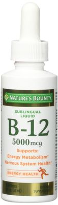 Nature&#39;s Bounty B-12 5000 mcg Sublingual Liquid Energy Health 2 oz (Pack of 5)