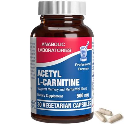 Anabolic Laboratories Acetyl L Carnitine Supplements - 30 Vegetarian 500mg Capsules for Brain Health and Energy Production
