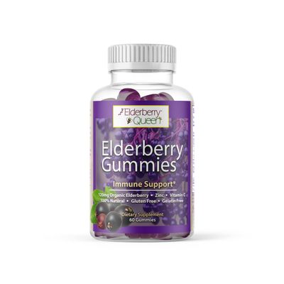 Elderberry Queen Organic Elderberry Gummies 60 ct - Immune Support Gummies with Vitamin C &amp; Zinc - Elderberry Vitamin Gummies for Adults and Kids