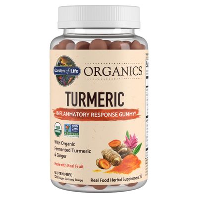 Garden of Life Organics Turmeric Inflammatory Response Gummy - 120 Real Fruit Gummies for Kids &amp; Adults, 50Mg Curcumin (95% Curcuminoids), No Added Sugar, Organic, Non-GMO, Vegan &amp; Gluten Free