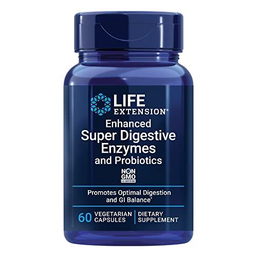 Life Extension Enhanced Super Digestive Enzymes &amp; Probiotics -Vegetarian-Friendly Digestive Health Formula For GI Balance - Plant-Based Diet Aid - Non-GMO - 60 Vegetarian Capsules