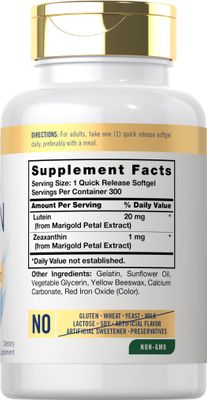 Carlyle Lutein and Zeaxanthin 20mg | 300 Softgels | Eye Health Vitamins | Non-GMO &amp; Gluten Free Supplement