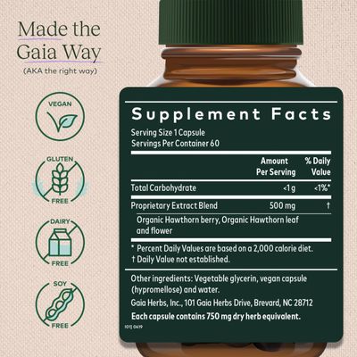 Gaia Herbs Hawthorn Supreme - Hawthorn Berry Supplement to Support Heart Health - for Use at Every Age and Stage to Sustain and Support The Heart - 60 Vegan Liquid Phyto-Capsules (30-Day Supply)