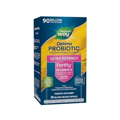 Nature&#39;s Way Fortify Optima - Women&#39;s Advanced Care - 90 Billion Probiotic &amp; Prebiotic - For Digestive, Immune &amp; Vaginal Health Support* - Certified Gluten Free - 30 Delayed-Release Capsules