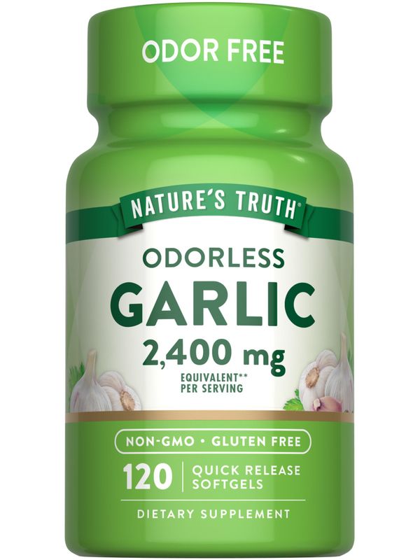 Nature's Truth Odorless Garlic 2400 mg | 120 Softgels | Extract Pills | Non-GMO, Gluten Free Supplement
