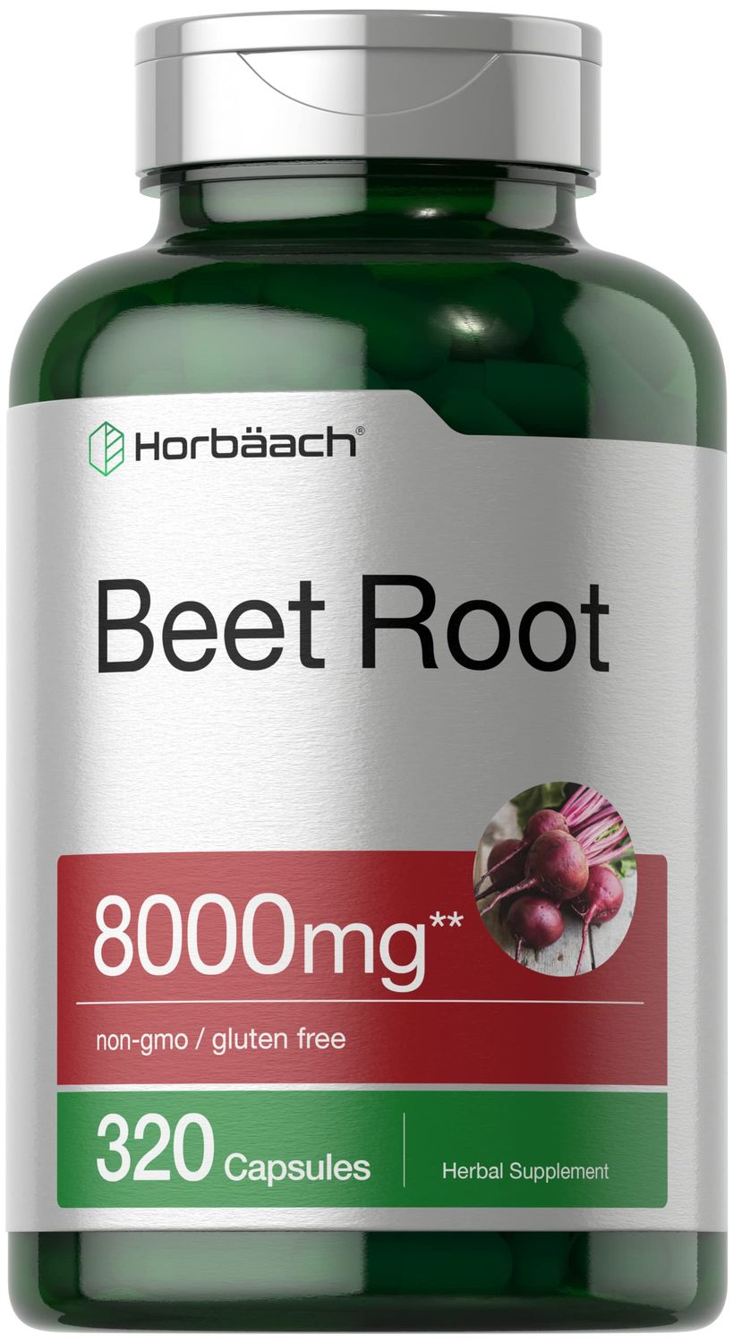 Horbach Beet Root Powder Capsules 8000mg | 320 Pills | Non-GMO, Gluten Free Formula | High Potency Herbal Extract Supplement
