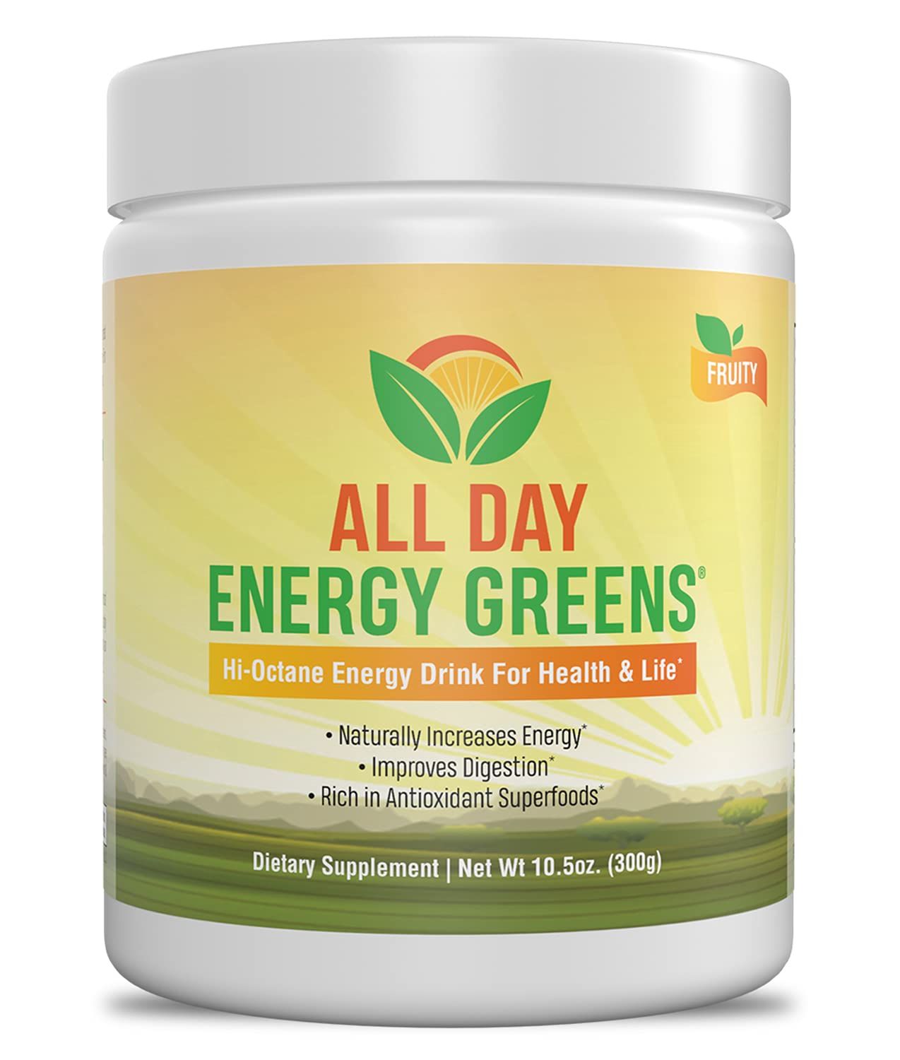 IVL - All Day Energy Greens - Supplement Powder Mix Drink, Greens Powder Superfood - Super Greens Blend for Optimal Nutrition,Energy &amp; Digestion,Superfood Boost(Fruity Flavor)