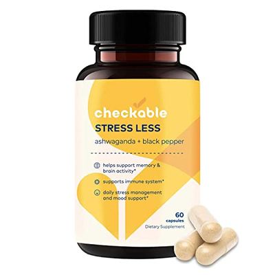 Checkable Ashwagandha Supplements - Naturally Supports Improvement for Mood, Immune Health, Memory, and Focus - 1310 mg of Organic Ashwagandha and Black Pepper - 60 Capsules
