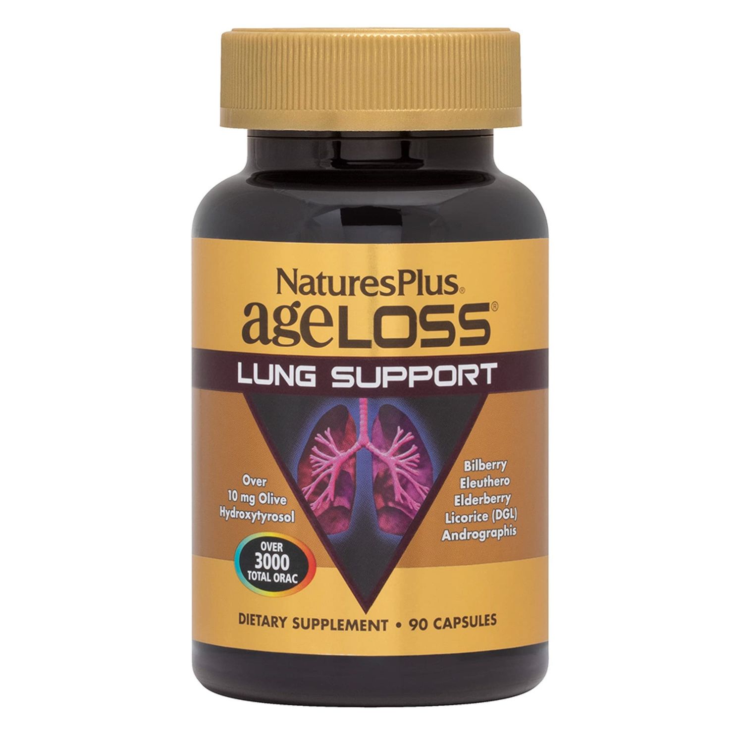 Natures Plus AgeLoss Lung Support - 90 Capsules - Vegetarian, Gluten Free - 30 Servings