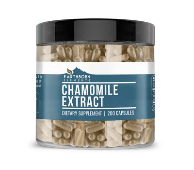 Earthborn Elements Chamomile Extract 200 Capsules, Pure &amp; Undiluted, No Additives