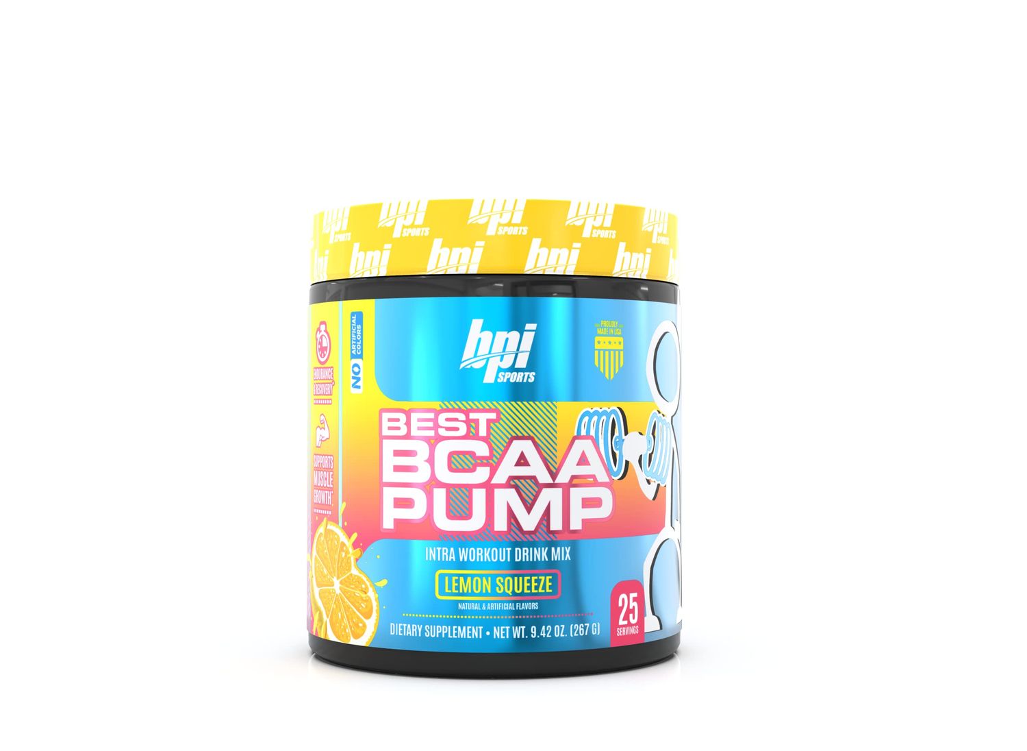 BPI Sports Best BCAA Pump - BCAA Powder Intra Workout Sports Drink with Branched Chain Amino Acids for Hydration &amp; Recovery, for Men &amp; Women - Lemon Squeeze - 25 Servings