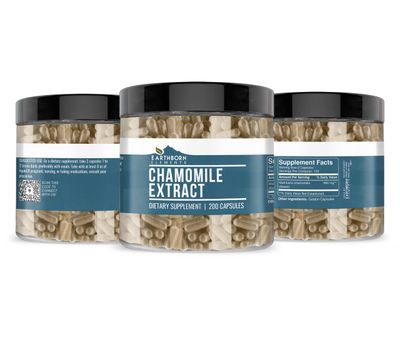 Earthborn Elements Chamomile Extract 200 Capsules, Pure &amp; Undiluted, No Additives