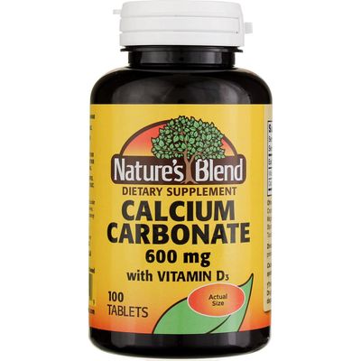 Nature&#39;s Blend Calcium Carbonate 600 mg with D3 400 IU 100 Tablets,(Pack of 1), 079854016819