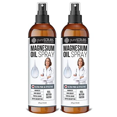 Pure Topical Magnesium Oil Spray, Ultra Fast Absorption for Better Health, Pure Zechstein Brine - (2 Bottle Value Pack)