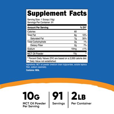Nutricost MCT Oil Powder 2LBS (32oz) - Great for Ketosis and Ketogenic Diets - Zero Net Carbs - Non-GMO + Gluten Free