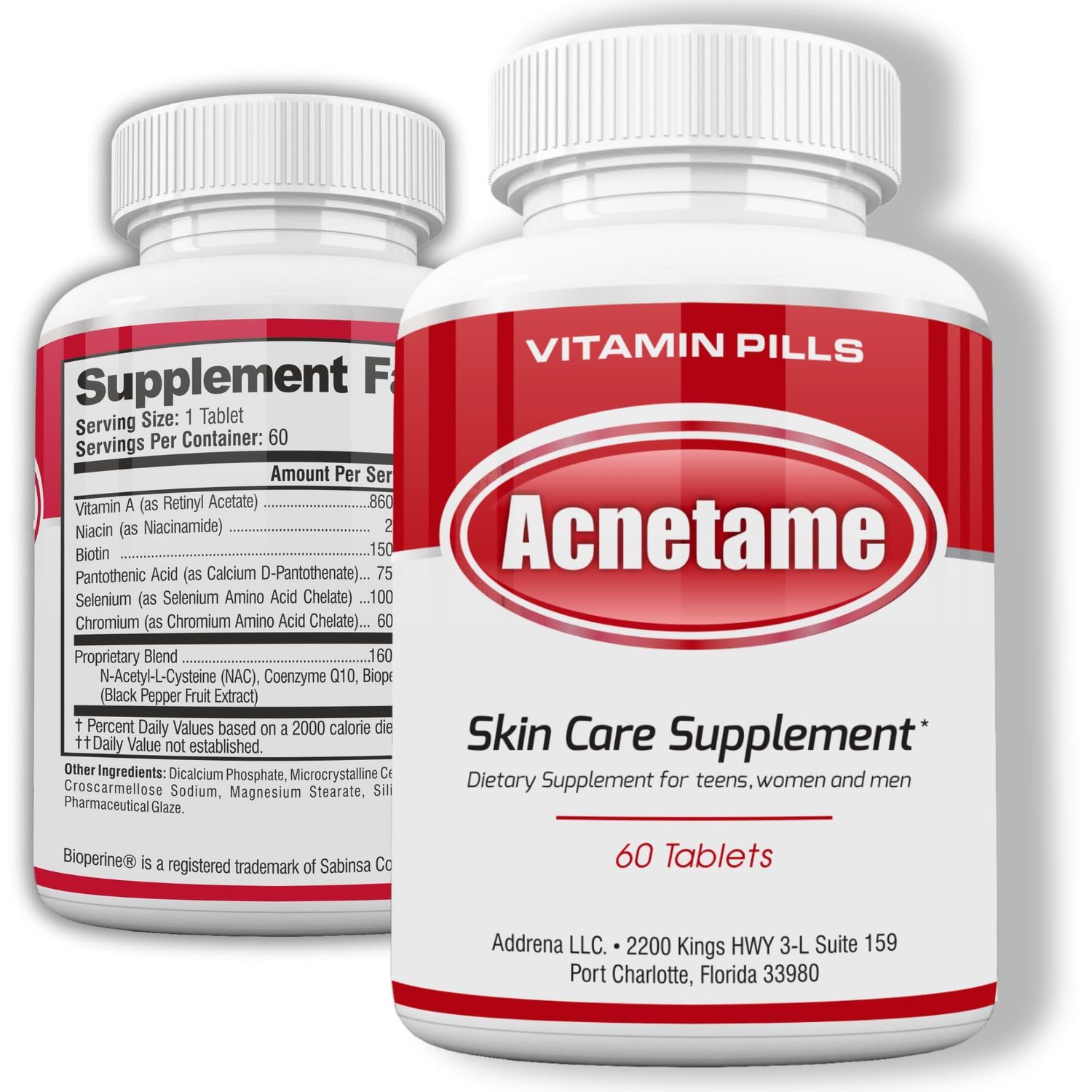 Acnetame Acne Pills- Vitamin Supplements for Acne Treatment- Natural Clear Skin from Hormonal Cystic Pimples- Oily Skin Vitamins Pill for Women, Teen, Men, &amp; Adults 60 Tablets