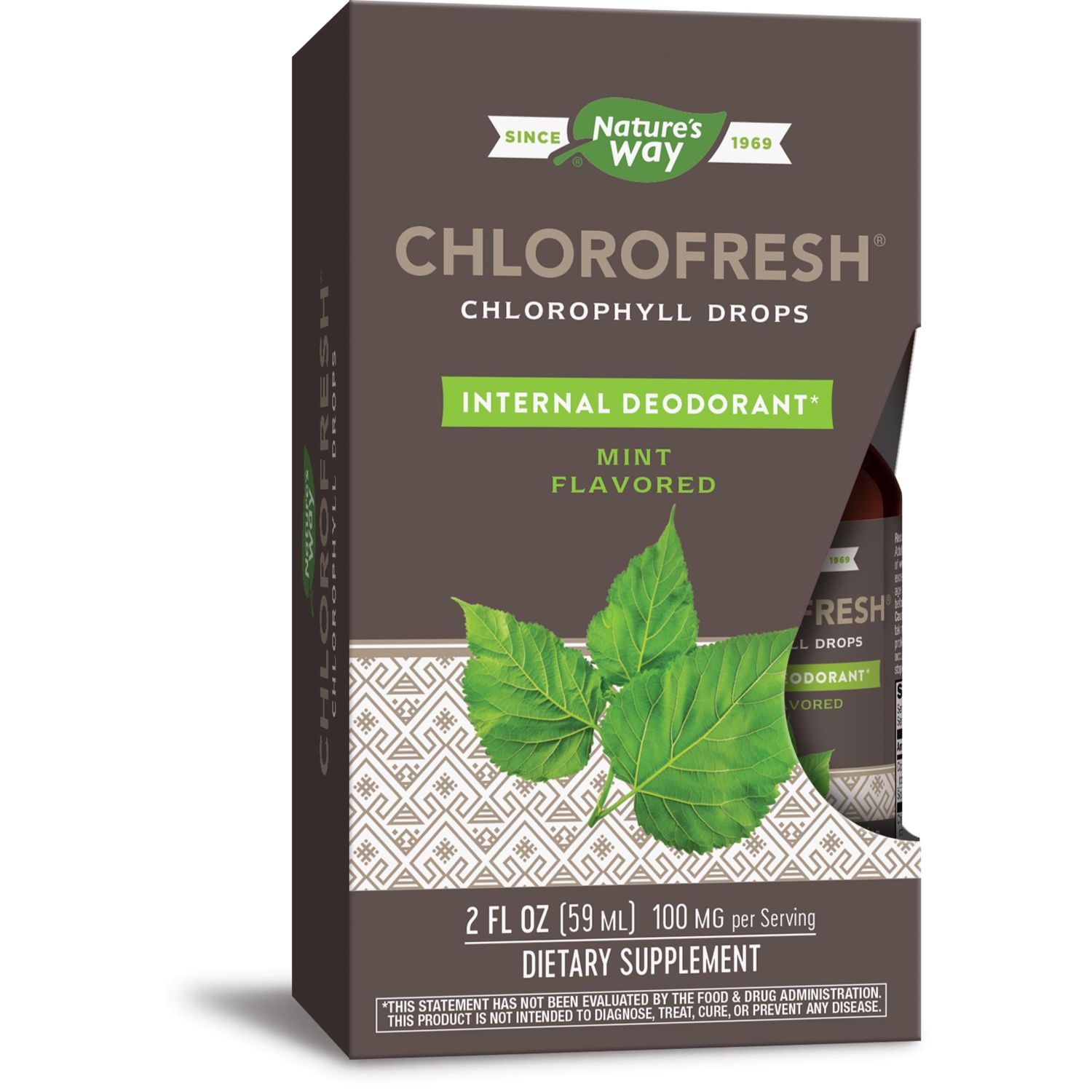 Nature&#39;s Way Chlorofresh, Liquid Chlorophyll Concentrate Drops, Internal Deodorant*, Supports Detoxification Pathways*, Mint Flavored, 2 Fl. Oz.