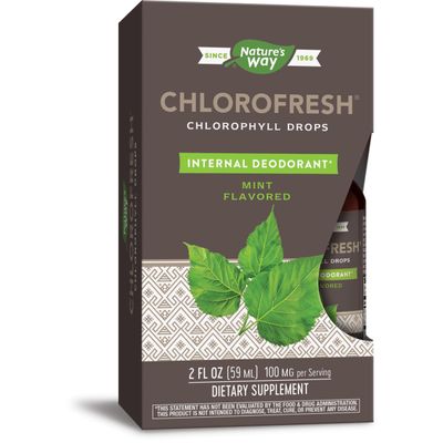 Nature&#39;s Way Chlorofresh, Liquid Chlorophyll Concentrate Drops, Internal Deodorant*, Supports Detoxification Pathways*, Mint Flavored, 2 Fl. Oz.