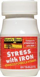 Nature&#39;s Blend Stress Advanced Formula Vitamins with IRON Compares to STRESSTABS with IRON (Pack of 2)