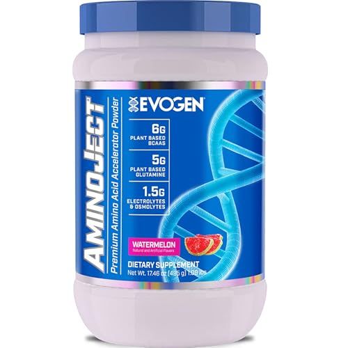 Evogen AminoJect - Amino Acid Accelerator Powder | Supports Muscle Recovery &amp; Hydration | Plant-Based BCAAs, Glutamine, Electrolytes | Watermelon | 30 Servings