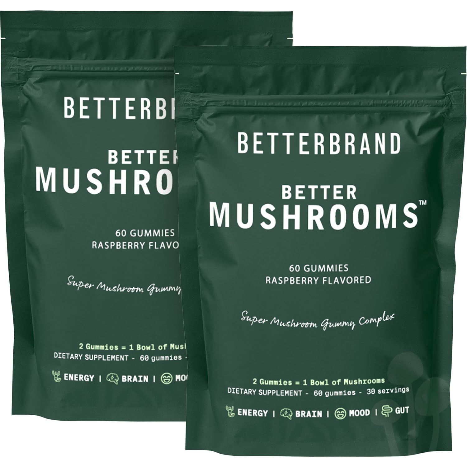 Betterbrand BetterMushrooms Mushroom Gummies to Support Gut Health, Metabolism, Energy, Focus - Lion&#39;s Mane, Cordyceps, Chaga &amp; Maitake Mushroom Supplement - Maintains Healthy Immune System