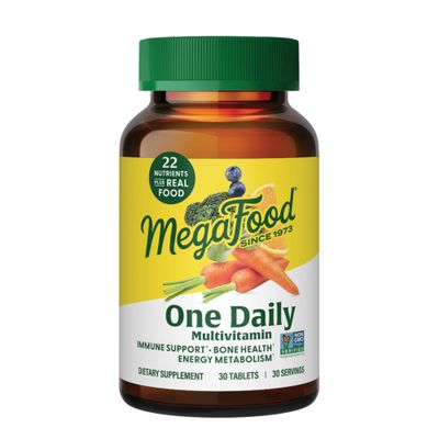 MegaFood One Daily Multivitamin - Multivitamin for Women and Men - with Real Food - Immune Support Supplement - Vitamin C &amp; Vitamin B - Bone Health - Energy Metabolism - Vegetarian, Non-GMO - 30 Tabs