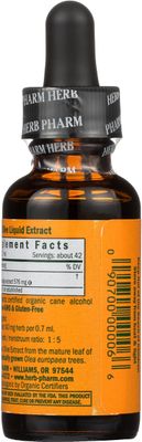 Herb Pharm Certified Organic Olive Leaf Liquid Extract for Immune System Support - 1 Ounce