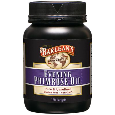 Barlean&#39;s Evening Primrose Oil Capsules, GLA Supplement for Men and Women, Healthy Skin, Immune Support and Bone Strength 1300mg Softgels, 120 Count