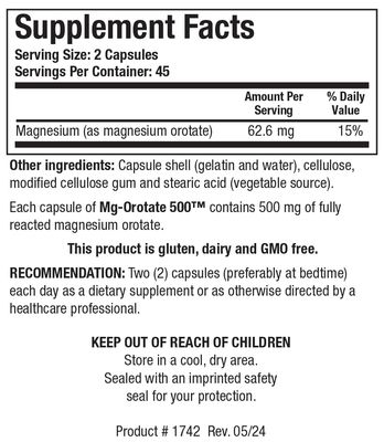 Biotics Research Mg Orotate 500 Magnesium Orotate Form, Cardiovascular Support, Heart Health, Overall Relaxation Response, Improves Sleep and Muscle Relaxation. 90 Capsules