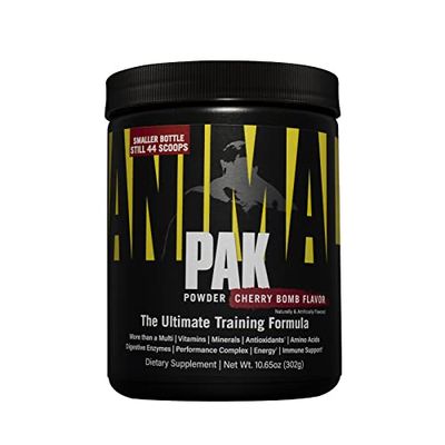 Animal Pak - Convenient All-in-One Vitamin &amp; Supplement Powder - Zinc, Vitamins C, B, D, Amino Acids and More - Sports Nutrition Performance Multivitamin for Women &amp; Men - 44 Scoops, Cherry Bomb