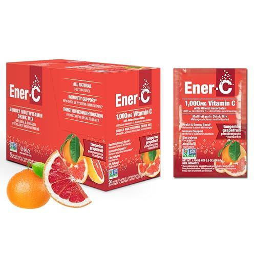 Ener-C Tangerine Grapefruit Multivitamin Drink Mix Powder Vitamin C 1000mg &amp; Electrolytes - Real Fruit Juice Natural Energy &amp; Immune Support for Women &amp; Men - Non-GMO Vegan &amp; Gluten Free - 30 Count