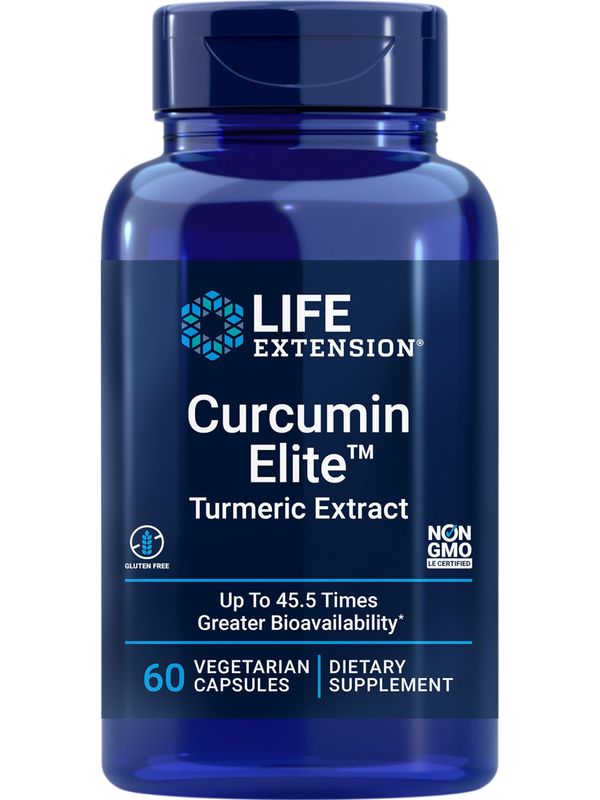 Life Extension Curcumin Elite Turmeric Extract, promotes a healthy inflammatory response, immune &amp; heart health, two-month supply, gluten-free, vegetarian, non-GMO, 60 vegetarian capsules