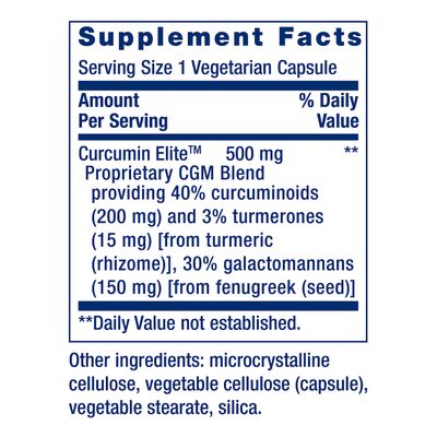 Life Extension Curcumin Elite Turmeric Extract, promotes a healthy inflammatory response, immune &amp; heart health, two-month supply, gluten-free, vegetarian, non-GMO, 60 vegetarian capsules