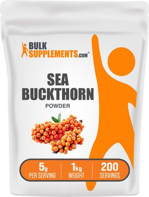 BulkSupplements.com Sea Buckthorn Powder - Omega 7 Supplement, Superfood Powder, Sea Buckthorn Berry Powder - Vegan &amp; Gluten Free, 5g per Serving, 1kg (2.2 lbs) (Pack of 1)